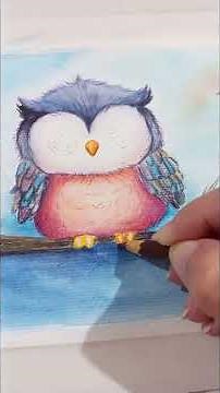 Cute Owl Painting 🦉- Watercolor and Colored Pencil