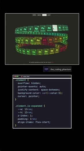 periodic table #coding #htmlcss #javascript #programming #youtubeshorts #fyp
