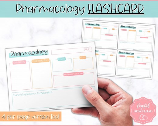 Drug Card Template, Nursing Pharmacology Printable, Nursing Notes, Nursing School Student, Nclex, Pharmacology Notes, Nurse Study Guide - Etsy
