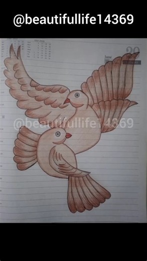 Beautiful Love Birds Drawing ❤️ Easy Pencil Coloring #Shorts