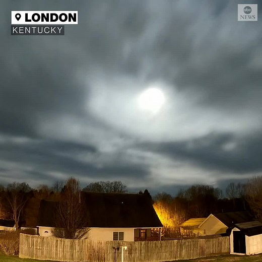 Timelapse video captured two hours of the full moon behind clouds just before dawn in the sky above London, Kentucky. https://abcn.ws/3o4Z9hw | ABC News