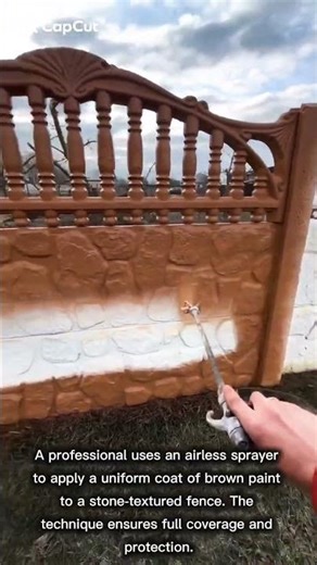 Spray Painting a Decorative Concrete Fence