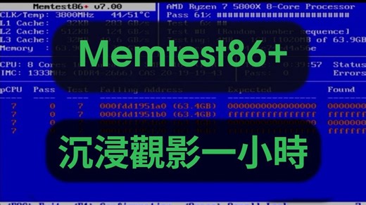 [抽象] 沉浸式一小時Memtest86 體驗