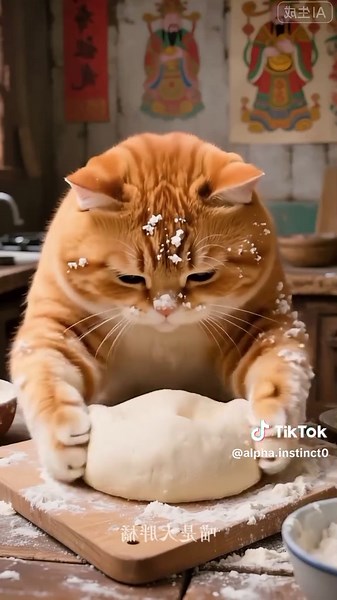 Adorable Orange Cat Cooking Moments