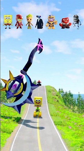 SpongeBob Monster Car vs Giant Magic Axe – BeamNG Drive Crazy Crash!