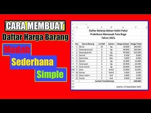 Cara Membuat Daftar Harga Barang Di Excel - Sederhana Dan Simpel