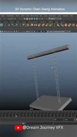 3D Dynamic Chain Swing Animation in Autodesk Maya