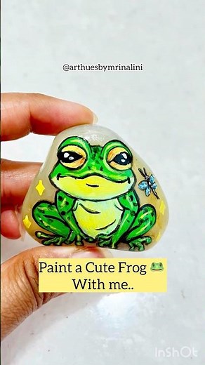 Cute & easy Frog 🐸 Rock painting #rockpainting #easypainting #cuteanimals #shorts