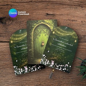 Enchanted Forest Invitation: Fairy Tale Gate Envelope, Woodland Party (digital Download, Editable Canva Template) - Etsy