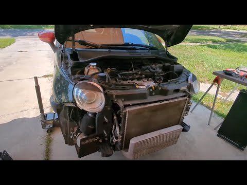 Fiat 500 Abarth AC Compressor, Condenser, and Serpentine Belt replacement.