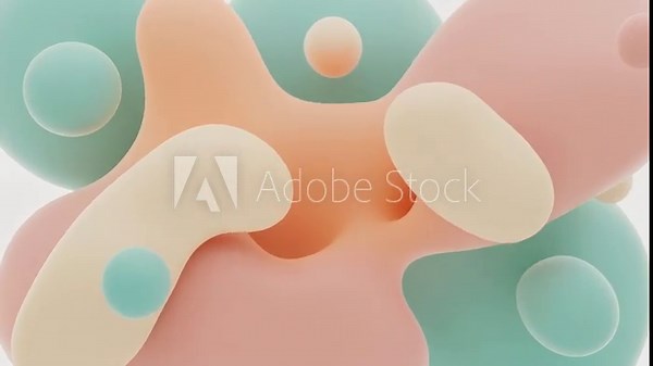 クレイのような質感のモダンでポップな幾何学パターン：ループ