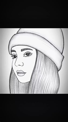 Easy Step-by-Step Drawing of a Beautiful Girl with a Hat