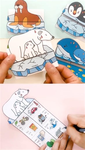 바다 동물 환경 살리기 북극곰 펭귄 바다표범 고래 문어 책 만들기 7종 도안 키트 #지구환경미술 #바다식목일미술 #바다의날미술 #지구바다환경미술학습교구