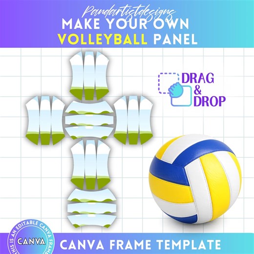 Volleyball Panel Editable Template, Custom Volleyball Panel, Blank Volleyball Wrap for Photos, Canva Frame Bundle, DIY Drag and Drop - Etsy