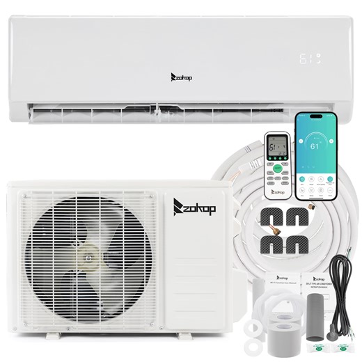 Ktaxon 11500 BTU 230V 17SEER2 Efficient Ductless Mini Split Inverter Plus System with Heat Pump and Dehumidification, Auto Defrost, 24 Hour Timer, Sleep Mode