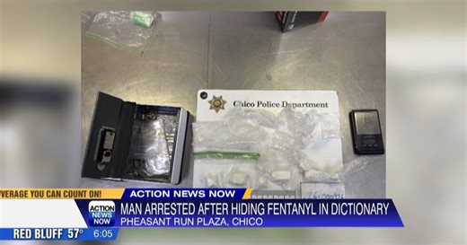 Man arrested by Chico Police after bags of fentanyl found hidden in fake dictionary