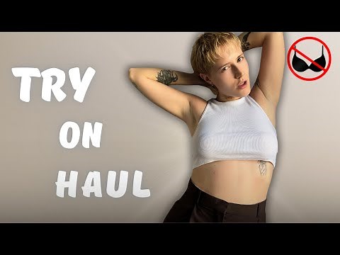 [4K] Try on Haul White Crop Top | No Bra Trend | Get Ready With Me