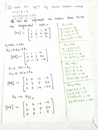 Matrices 3h exercise gauss jordan method