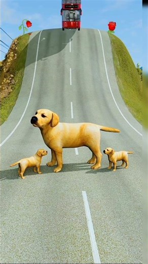 Big & Small Cars & Bus VS 3 Dogs #2 - BeamNG.Drive #driving