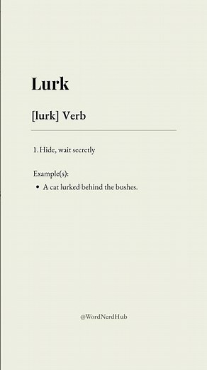 Lurk Meaning • Daily English Word