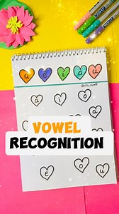 36K views · 191 reactions | Fun vowel recognition activity for kids!Color the hearts based on the vowel sounds. Perfect for preschool and kindergarten learning.Save this idea for your next phonics practice session!#phonicsfun #vowelactivity #preschoolactivity #kindergartenworksheets #learningisfun #diyworksheets #earlylearning #homeschoolideas #kittuzworld | Renu Bala | Facebook