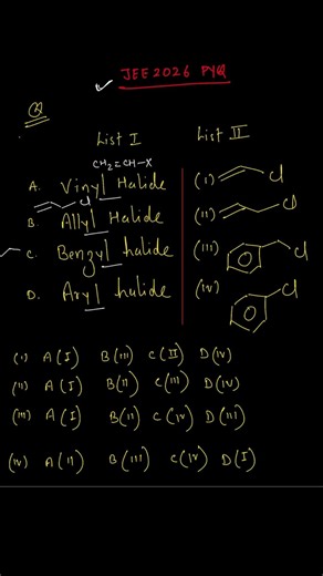 Vinyl vs Allyl vs Benzyl vs Aryl Halide 🔥 | JEE 2026 PYQ Matching | Organic Chemistry