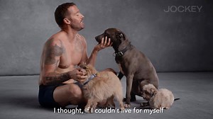 18M views · 18K reactions | Zach Skow fought for his life after struggling with end-stage liver disease. Today, he shares the power of a human-canine bond, and how his dogs saved his life. #ShowEm What’s Underneath, #ShowEm Your Jockey | Jockey | Facebook