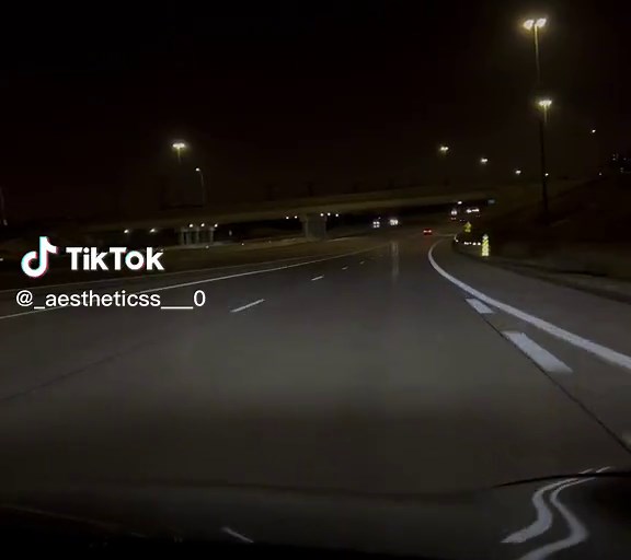 Nighttime Driving Aesthetic on an Empty Highway