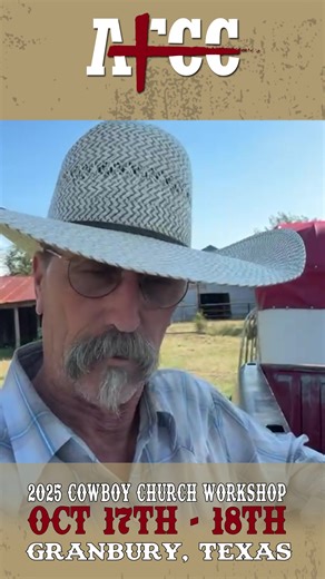 Got a minute? Join us in Granbury, TX for the 2026 AFCC Cowboy Church Workshop. Enjoy chuck wagon meals, worship, and fellowship. Join ministry sessions for leaders, wives, and children's ministry. 📅 October 17–18, 2025 📍 3470 Lipan Hwy, Granbury, TX 76048 ✉️ RSVP to secretary@americanfcc.org View the schedule and map here: https://americanfcc.org/events/cowboy-church-workshops/ See you there! | American Fellowship of Cowboy Churches