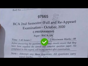 2020 Mdu BCA 2nd Sem C Programming Question Paper