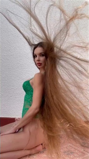 Long Hair Girl: Very Long Hair Dancing in Crazy Wind! 🌪️💖