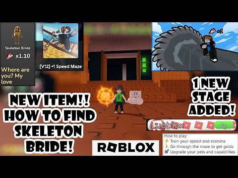How to Find Skeleton Bride (NEW ITEM) and Beat New Level in "+1 Speed Maze" Roblox