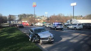 Crash at I-40 & Smokey Park Highway blocks eastbound lanes