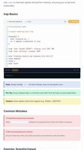 Signal Handling - Bash Tutorial | 8gwifi.org — in 30 seconds #Bash #Shell #Linux