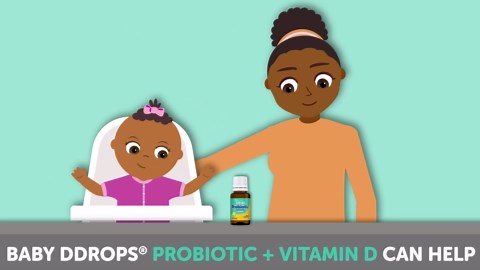 Ddrops Baby Probiotic with Vitamin D, 60 Drops - Colic Symptom Relief for Newborns and Infants - Easy-to-Use, Just One Drop Daily, No Sugar, Non-GMO, Allergy-friendy