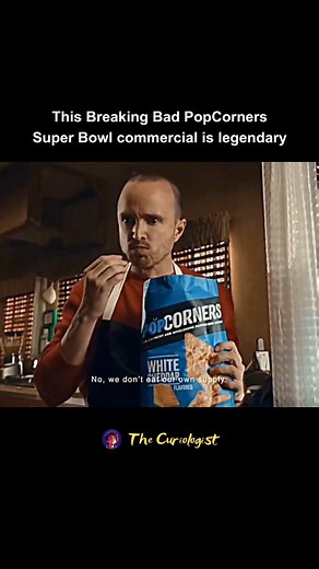 The Curiologist on Instagram: "Breaking Bad Fans need to see this 😂 The Breaking Bad PopCorners Super Bowl ad in 2023 became an instant fan favorite because it brought back the iconic duo Walter White (Bryan Cranston) and Jesse Pinkman (Aaron Paul) from the legendary TV show. Instead of cooking meth, the ad cleverly reimagined them cooking PopCorners chips, mixing nostalgia with humor. The ad recreated the famous RV setting, Saul Goodman’s witty lines, and even the intense chemistry between the