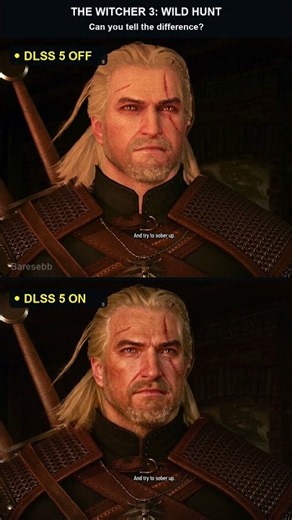 Witcher 3 DLSS 5: Geralt's Eyes and Scars Up Close – OFF vs ON #witcher3 #dlss5