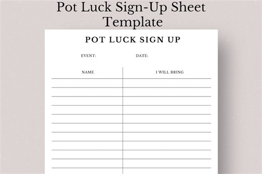 Potluck Sign-up Sheet Template (digital Download) - Etsy Canada