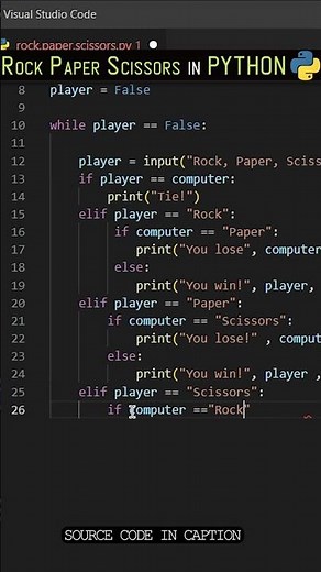 Rock Paper Scissors Game Python #coding #python #pythoncoding #programming