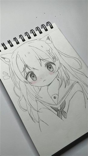 The Girl With Cat Ears 😺💕 #animeart #sketchtutorial #art