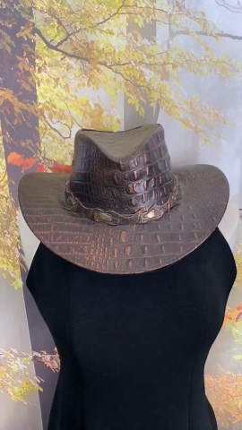 Western Cowboy Leather Hat - Crocodile Embossed Textured Hat - Koolhats - Handcrafted in Columbia - Size 7-3/8 (59cm) - Etsy