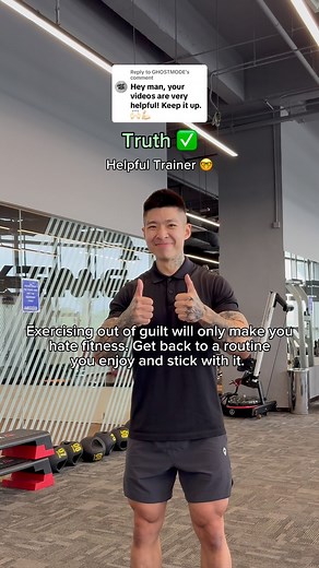 3.3K views · 140 reactions | Gym Myths & Truths with Helpful Trainer Part 11 Exercising out of guilt will only make you resent your workouts and fitness journey. Instead of punishing yourself, get back to the routine you enjoy or find one that truly fits your goals. Focus on what you do consistently all year, not just once a year.  #helpfultrainer #erickohthetrainer #fitness #gym #myths #cny | Eric Koh | Facebook