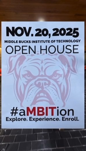 ✨ Are you ready for it? ✨ Open House hits November 20th from 6–8 PM, and MBIT is about to show you what real career training looks like. Come see the programs that are shaping tomorrow’s workforce. Bring the energy, bring your questions, and bring your future into focus. ⚡ #aMBITion #buckscounty #highschool #CTE #LearnByDoing #CareerTechEd #CTEPathways #CTESuccess #CTEWorks #FutureReady #SkilledTrades #WorkforceReady #CollegeIsNotTheOnlyOption #OpenHouse | Middle Bucks Institute of Technology