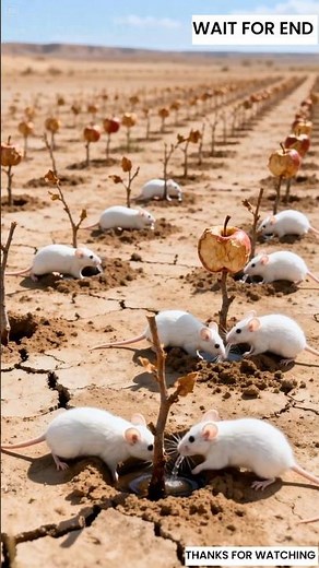 All these mice are watering the apple plant.”😭