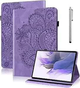Case for Amazon Fire HD 8 / Fire HD 8 Plus (12th/10th Generation,2024/2022/2020),Folio Stand PU Leather Wallet Shockproof Cover with Card Slots for Fire HD 8 Tablet 8 Inch - Purple