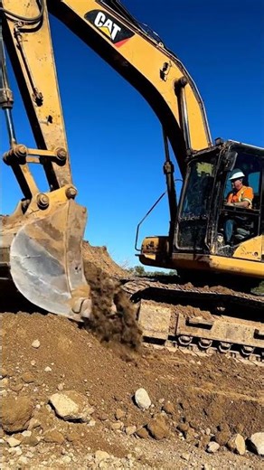 SLOPE DANGER! ⚠️ CAT Excavator Digging on a Steep Bank Real Life Operation #shorts