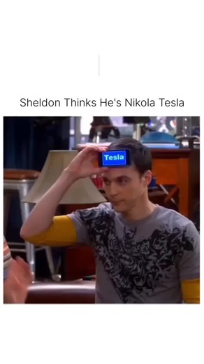 The Bizhive World on Instagram: "This is a funny scene from the TV show "The Big Bang Theory" where Amy Farrah Fowler (played by Mayim Bialik) is trying to get Sheldon Cooper (played by Jim Parsons) to guess the word "Tesla" on his head, but he keeps guessing himself. 🎬 Video Description A short, humorous clip from The Big Bang Theory. Sheldon Cooper is playing a guessing game (likely Head's Up or similar) with the word "Tesla" displayed on the card he is holding on his forehead. Amy's Clues: "