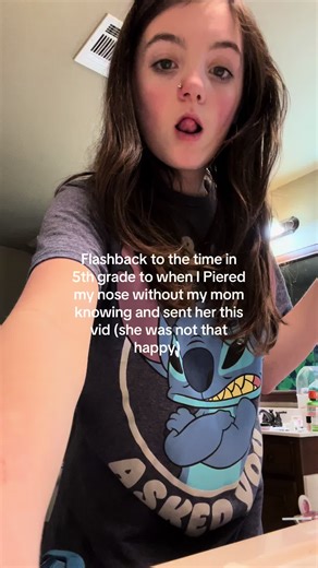 Umm let's just say she didn't let ||me keep it... When I was in 5th grade we had distance learning days and my mom had to work so I was home alone and I got bored and Piered my nose and sent her this video let's just say she wasn't very happy and I got grounded for 1 month|| #ithinkimgonnadieintishouseeeeee #flashback #pieredmynose