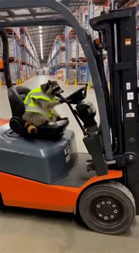 Nobody questioned the raccoon on the forklift