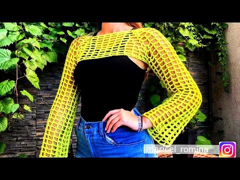 sleeves top crochet muy fácil y rápido | bolero mangas sin costuras | top ganchillo | tendencia Diy